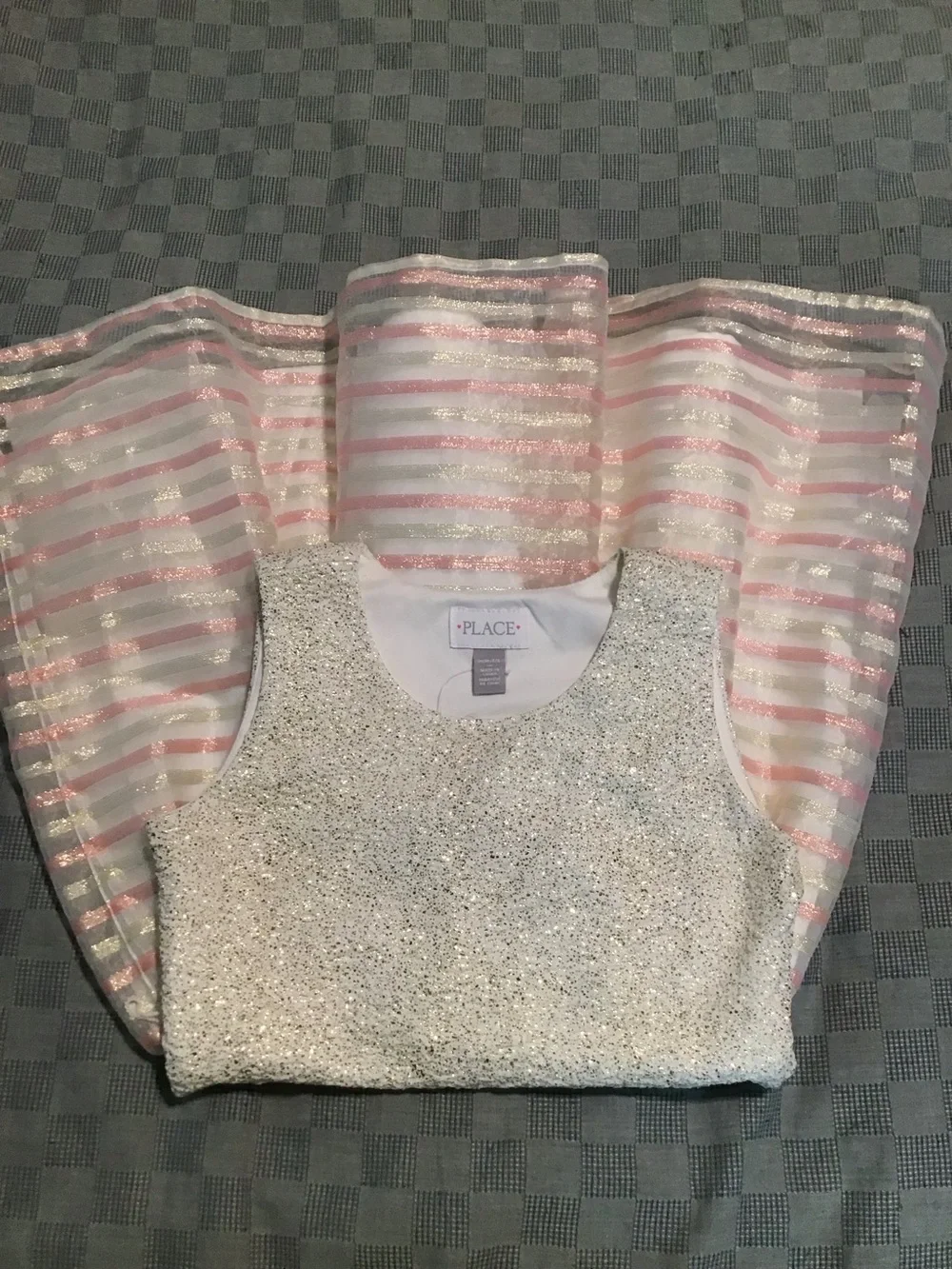 Childrens Place Shimmer Pink White Dress Size M-7/8 Girls